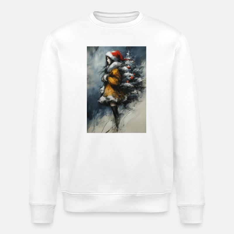 Märchenwinter: Mädchen und Baum - Stanley/Stella Unisex Bio-Sweatshirt ROLLER - Weiß