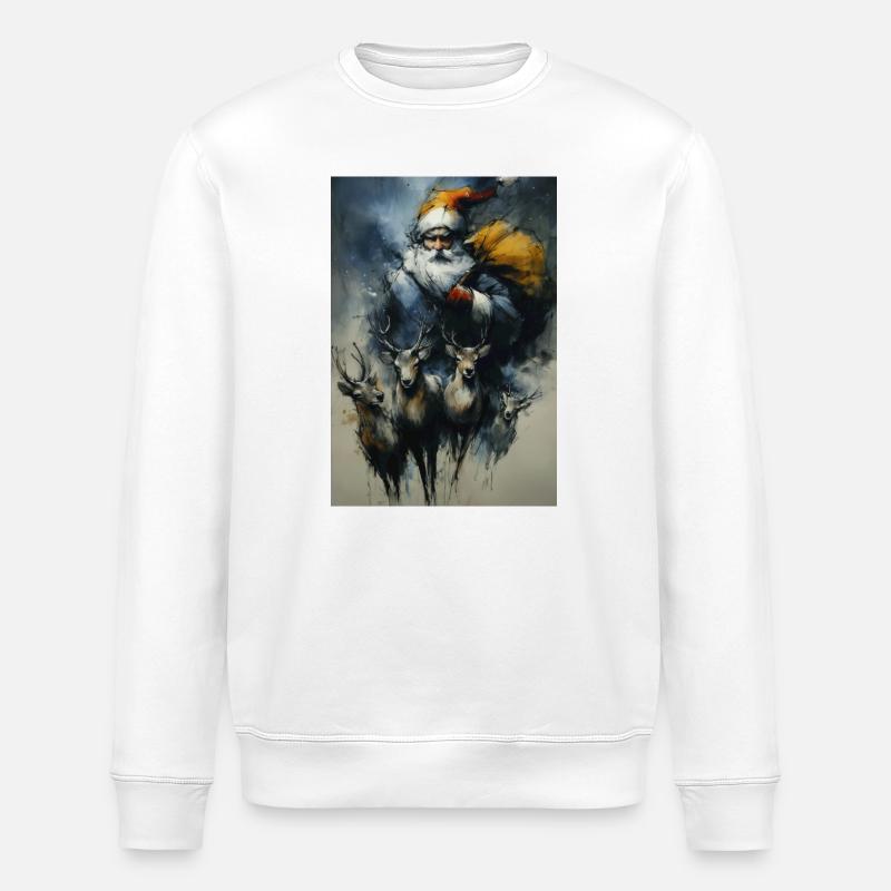 Weihnachtsmann-und-Rentier-Winterschlitten - Stanley/Stella Unisex Bio-Sweatshirt ROLLER - Weiß