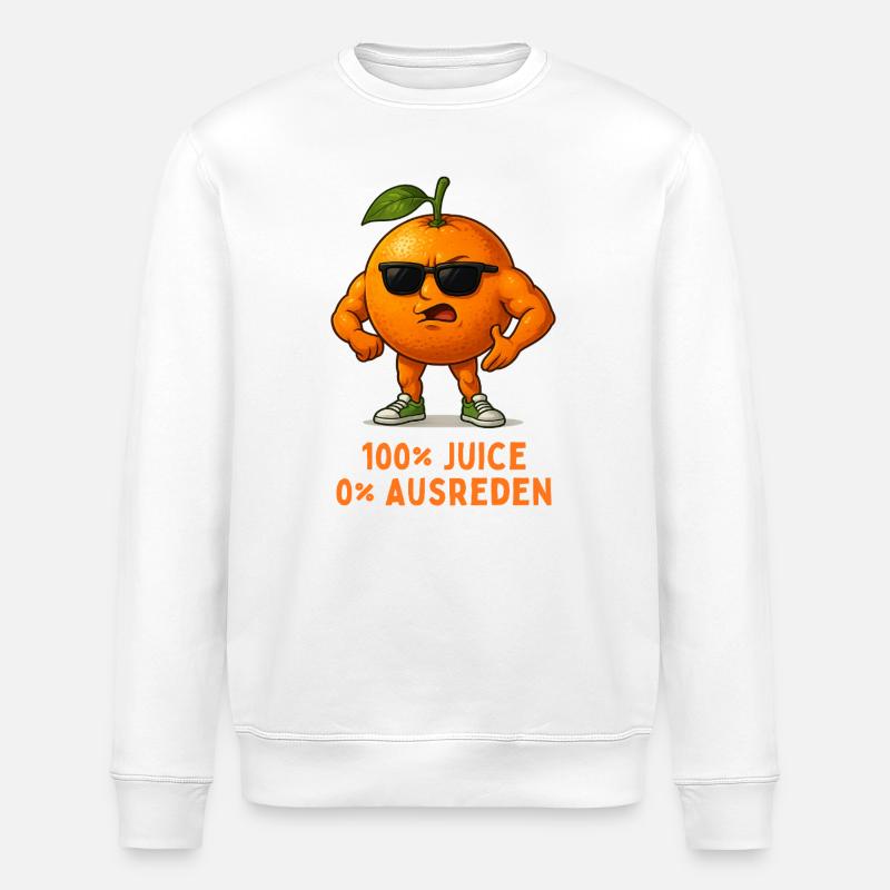 Sonnenorange mit Stil – 100% Juice - Stanley/Stella Unisex Bio-Sweatshirt ROLLER - Weiß