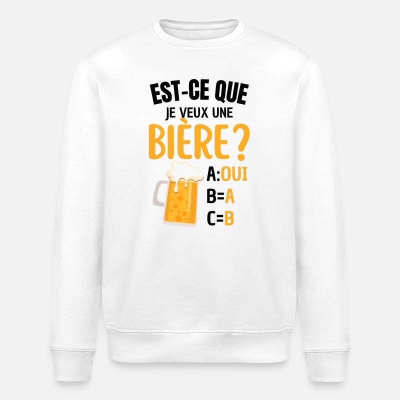 Humour Bière Et Réponse Évidente - Sweat bio ROLLER Stanley/Stella Unisexe - blanc