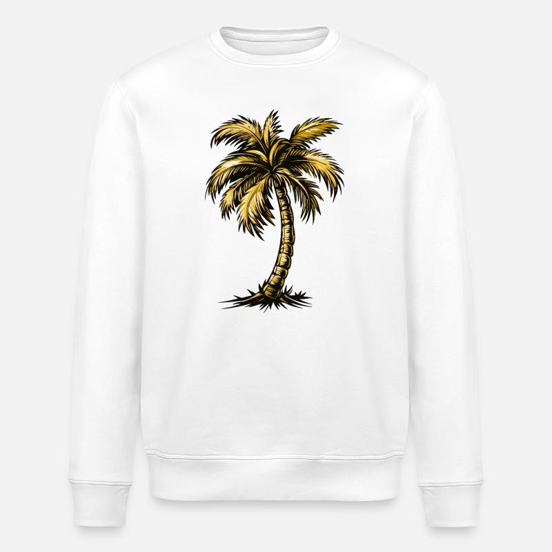Palm Tree Beach - Stanley/Stella ROLLER Unisex Organic Sweatshirt - white