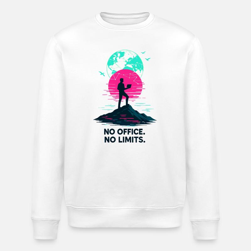 Telecommuting No office, no limits - Stanley/Stella ROLLER Unisex Organic Sweatshirt - white