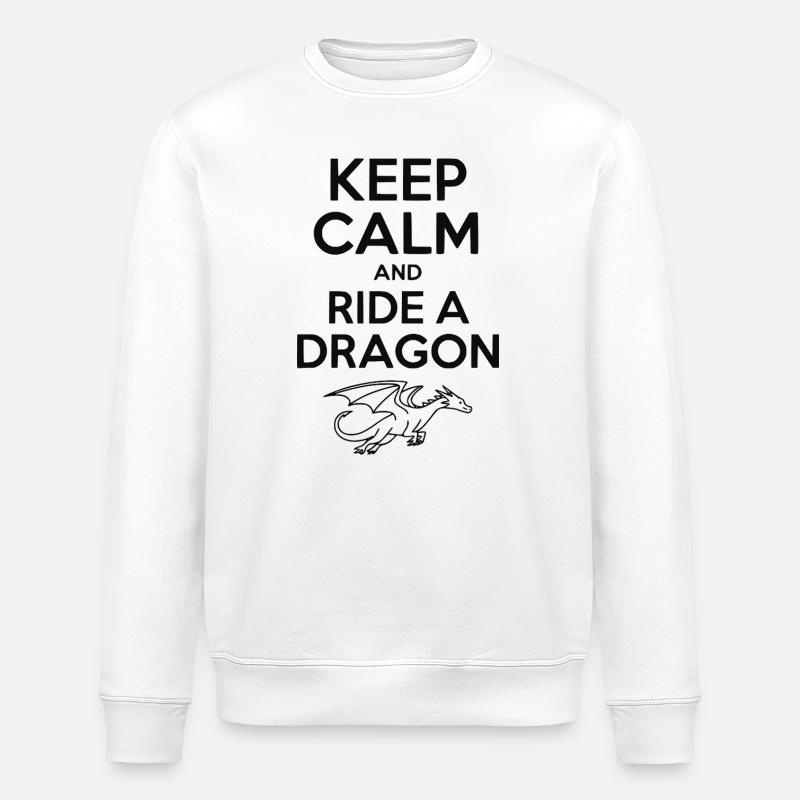 Keep Calm and Ride a Dragon - Stanley/Stella ROLLER Unisex Organic Sweatshirt - white