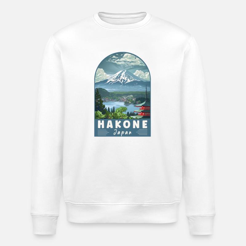 Erkunden Sie Hakone in Japan – Landschaftsreisekunst - Stanley/Stella Unisex Bio-Sweatshirt ROLLER - Weiß