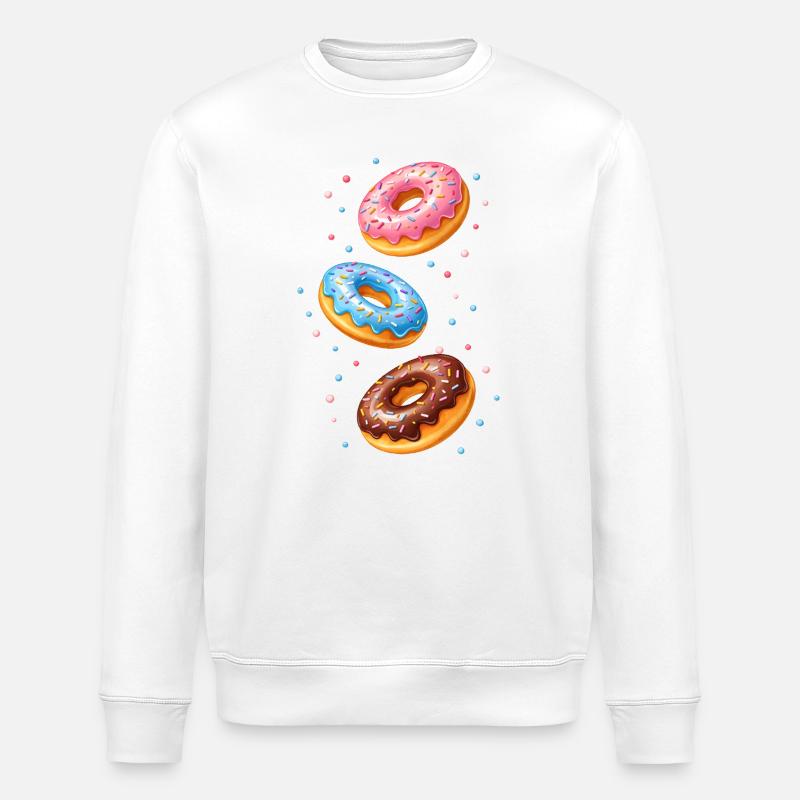 Bunte Donuts Illustration Set   - Stanley/Stella Unisex Bio-Sweatshirt ROLLER - Weiß