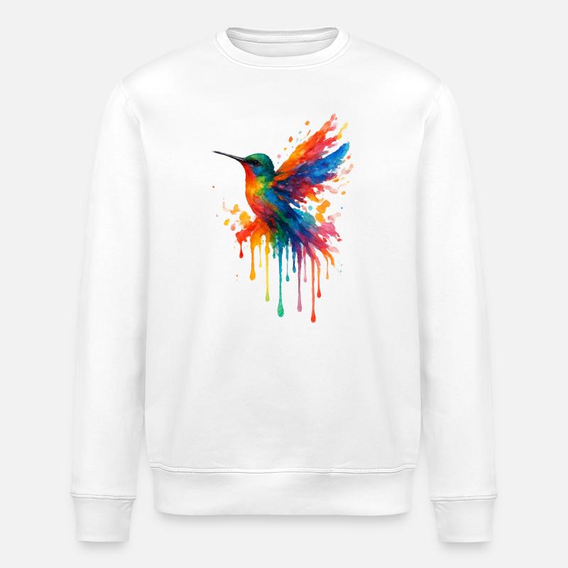 Kolibri-Pop-Art-Aquarell - Stanley/Stella Unisex Bio-Sweatshirt ROLLER - Weiß