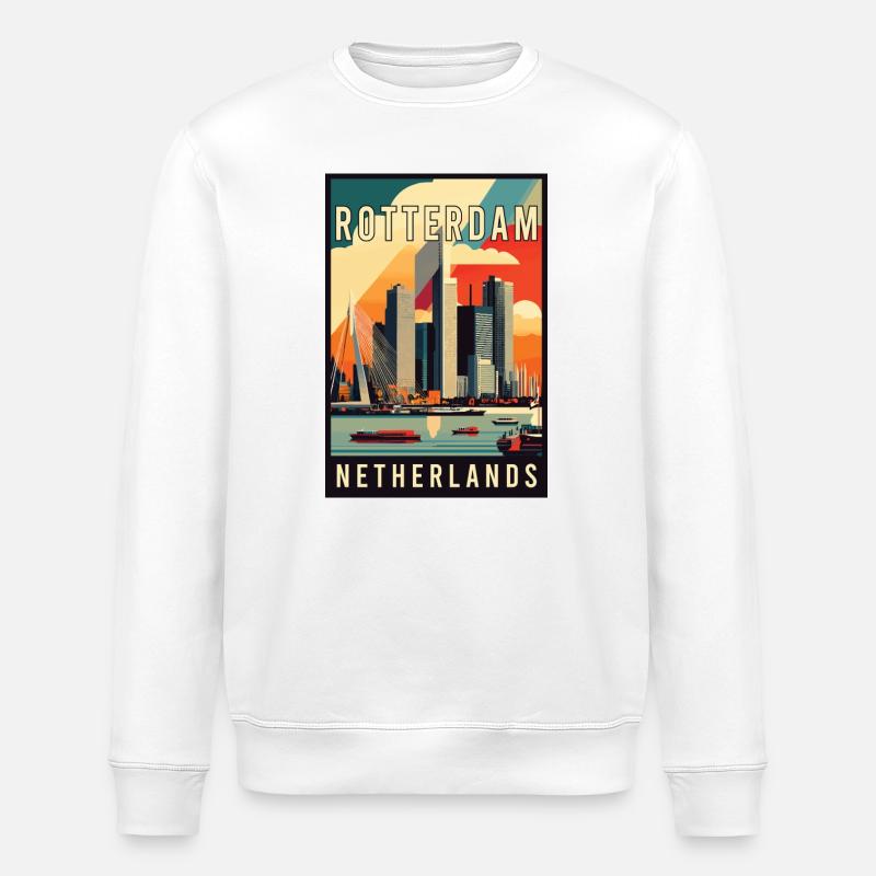Experience Stunning Rotterdam in Netherlands - Stanley/Stella ROLLER Unisex Organic Sweatshirt - white