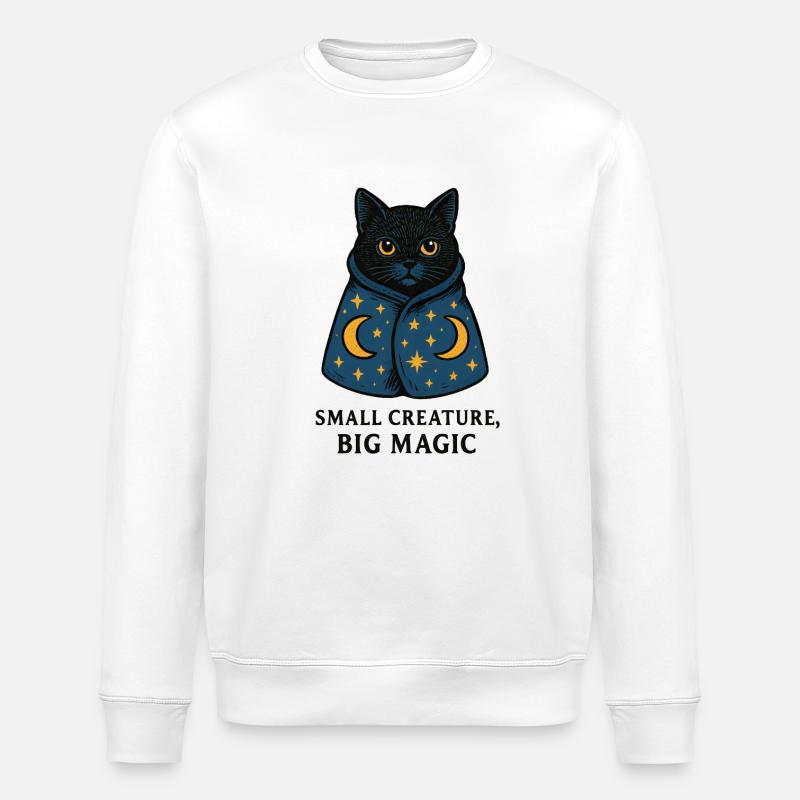 Cat magic in a starry mantle - Stanley/Stella ROLLER Unisex Organic Sweatshirt - white