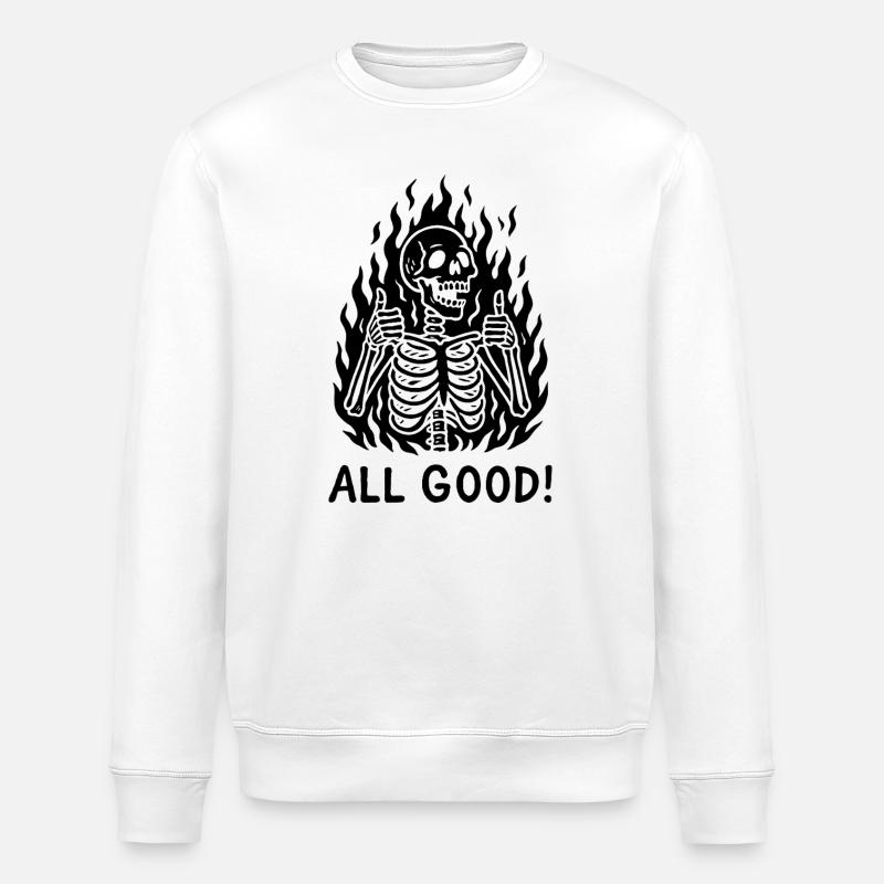 Flammen-Skelett All Good - Stanley/Stella Unisex Bio-Sweatshirt ROLLER - Weiß