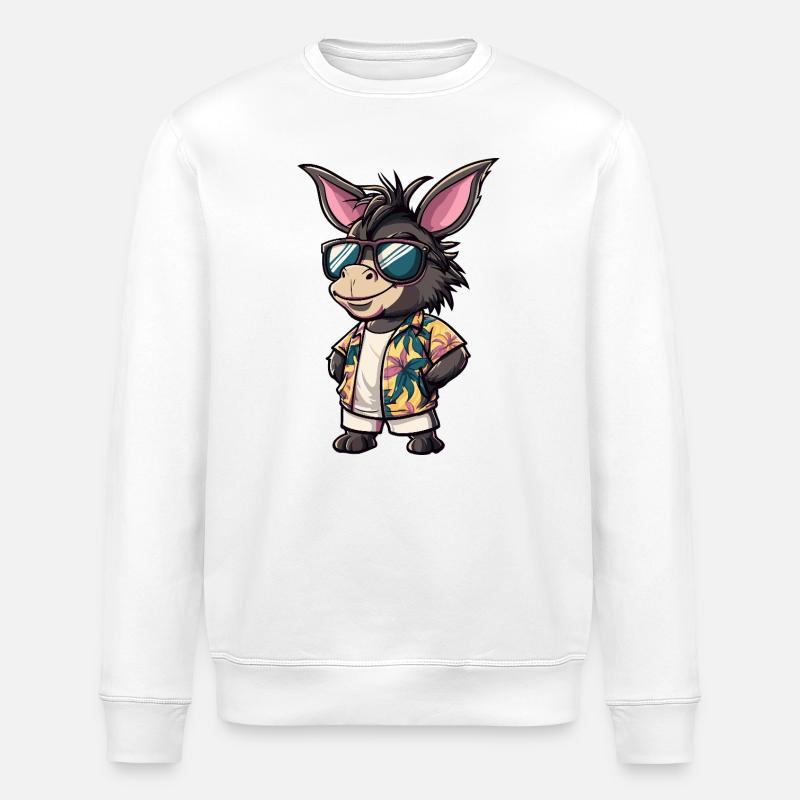 Donkey Comic Vacation - Stanley/Stella ROLLER Unisex Organic Sweatshirt - white