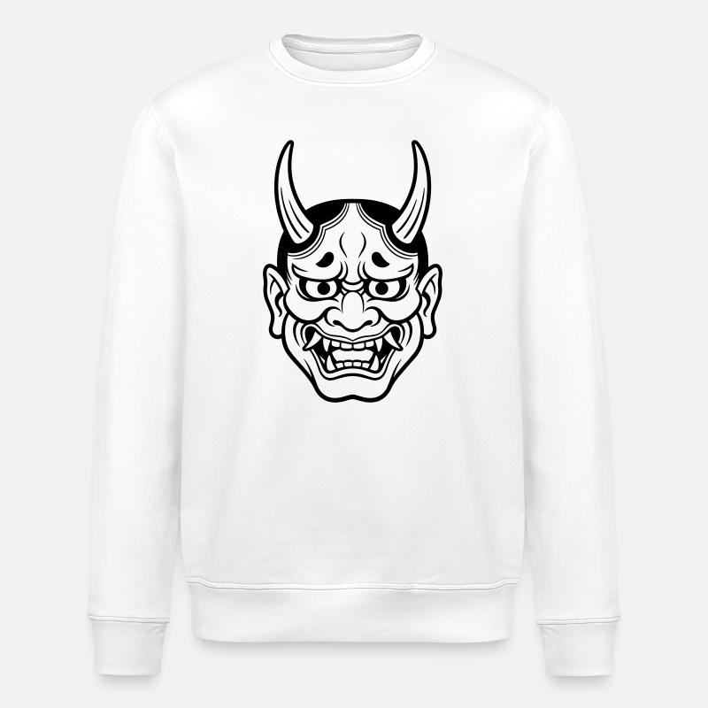 Masque démoniaque japonais - Sweat bio ROLLER Stanley/Stella Unisexe - blanc