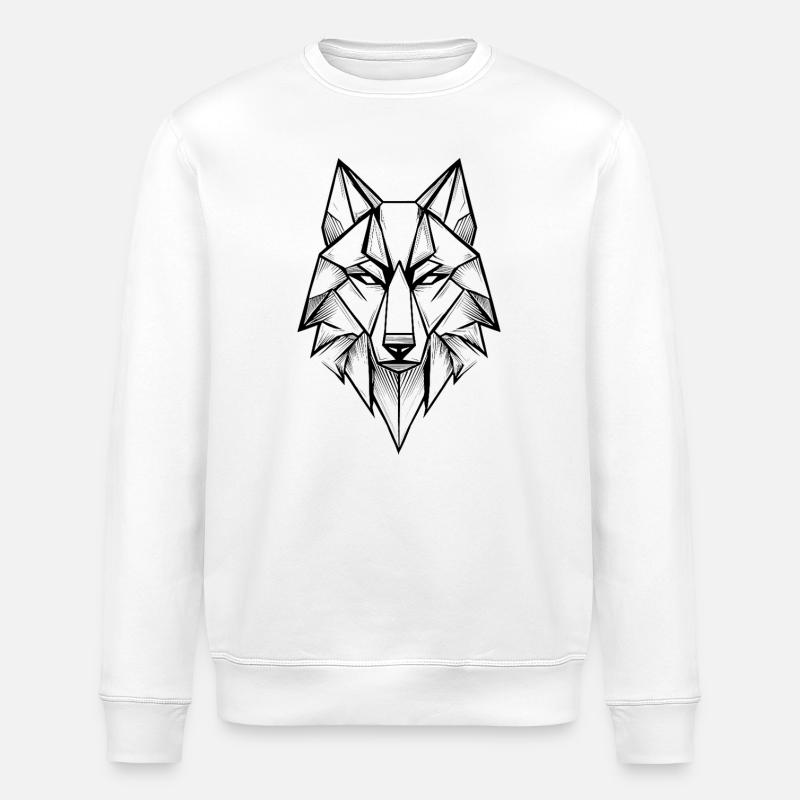 Modern Symmetrical Geometric Wolf - Stanley/Stella ROLLER Unisex Organic Sweatshirt - white