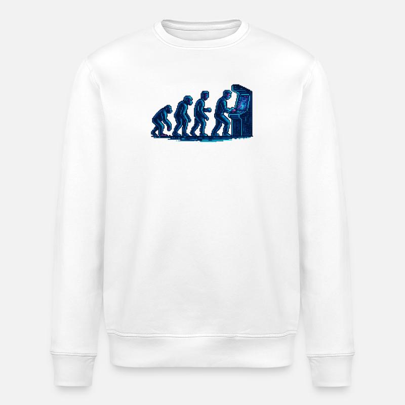 Evolution towards retro arcade - Stanley/Stella ROLLER Unisex Organic Sweatshirt - white