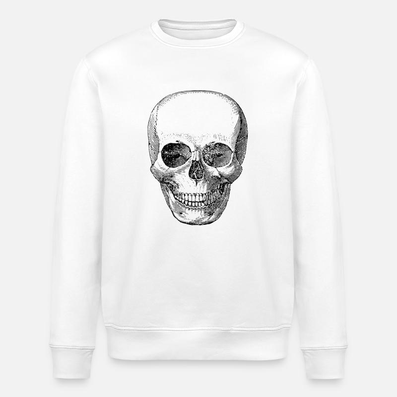 Cartoon-Schädel - Stanley/Stella Unisex Bio-Sweatshirt ROLLER - Weiß