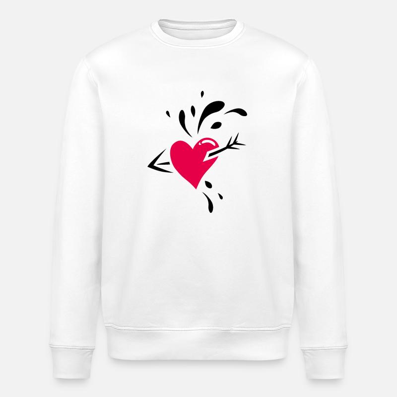 Coeur traversé d’une flèche - Sweat bio ROLLER Stanley/Stella Unisexe - blanc