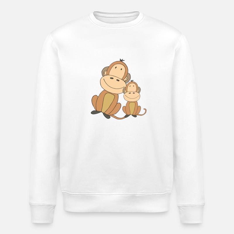 Monkey with child - Stanley/Stella ROLLER Unisex Organic Sweatshirt - white
