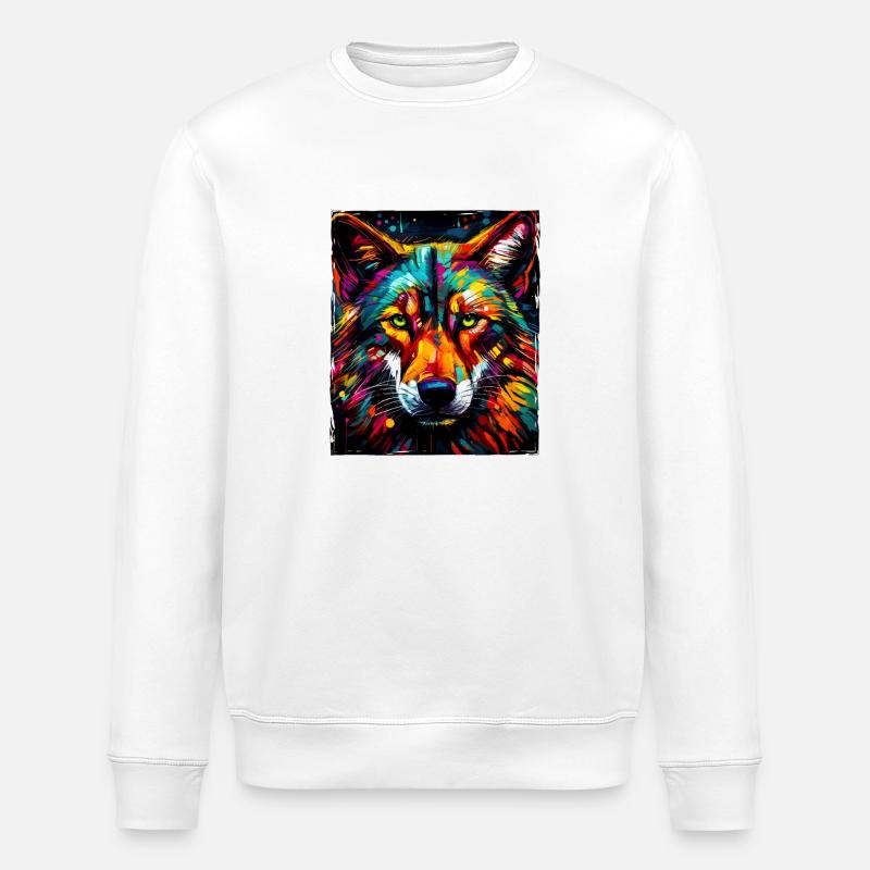 Wolf Portrait - Stanley/Stella Unisex Bio-Sweatshirt ROLLER - Weiß
