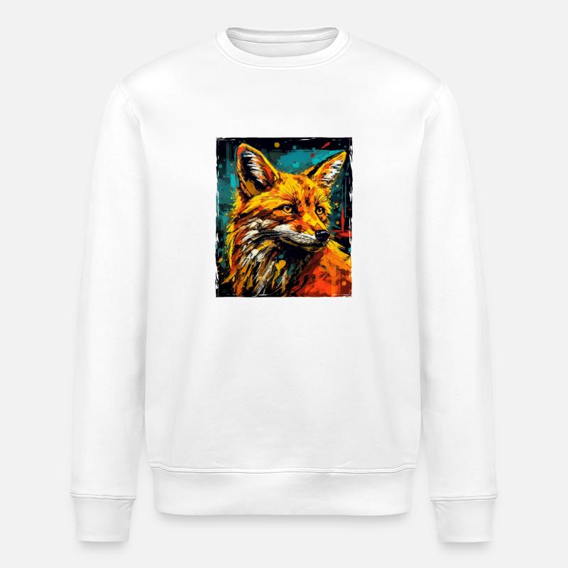 Portrait de renard - Sweat bio ROLLER Stanley/Stella Unisexe - blanc