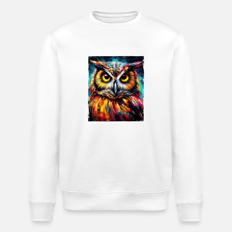 Eule Portrait - Stanley/Stella Unisex Bio-Sweatshirt ROLLER - Weiß