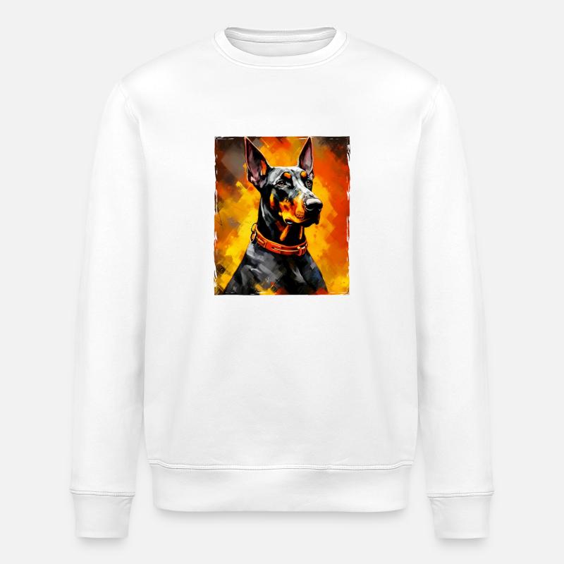 Portrait de chien doberman - Sweat bio ROLLER Stanley/Stella Unisexe - blanc
