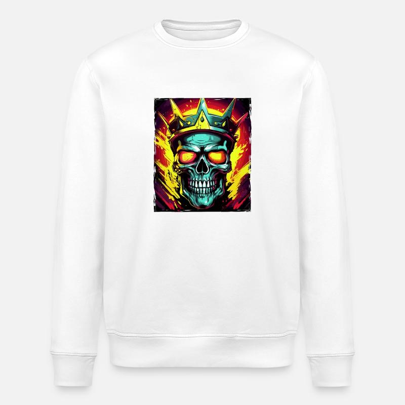 Couronne de Roi Crâne - Sweat bio ROLLER Stanley/Stella Unisexe - blanc