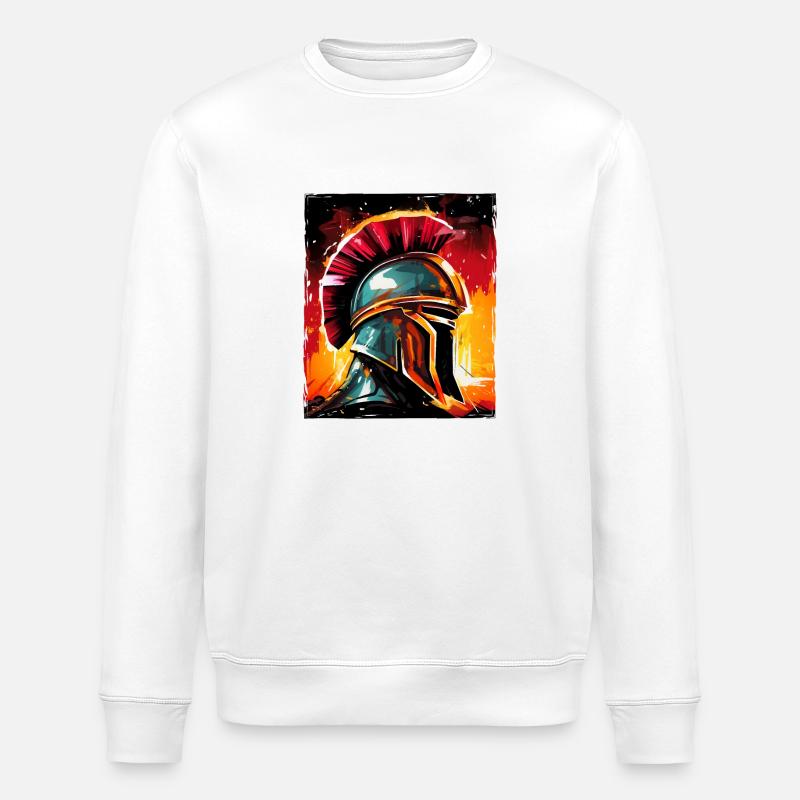 Spartaner Krieger Sparta Helm - Stanley/Stella Unisex Bio-Sweatshirt ROLLER - Weiß
