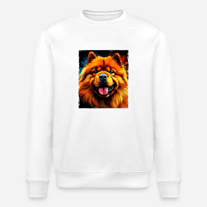 Chow Chow Dog Portrait - Stanley/Stella ROLLER Unisex Organic Sweatshirt - white