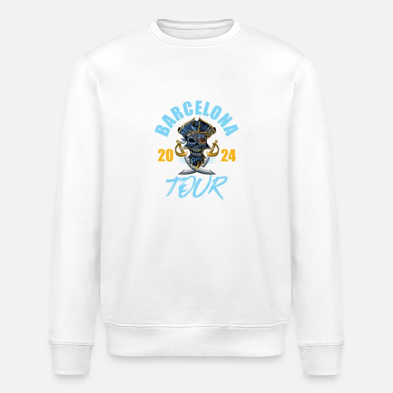 Barcelone 2024 Skeleton - Sweat bio ROLLER Stanley/Stella Unisexe - blanc