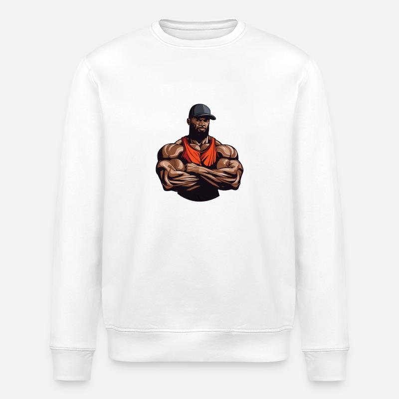 Muscles de bodybuilder d’entraînement - Sweat bio ROLLER Stanley/Stella Unisexe - blanc