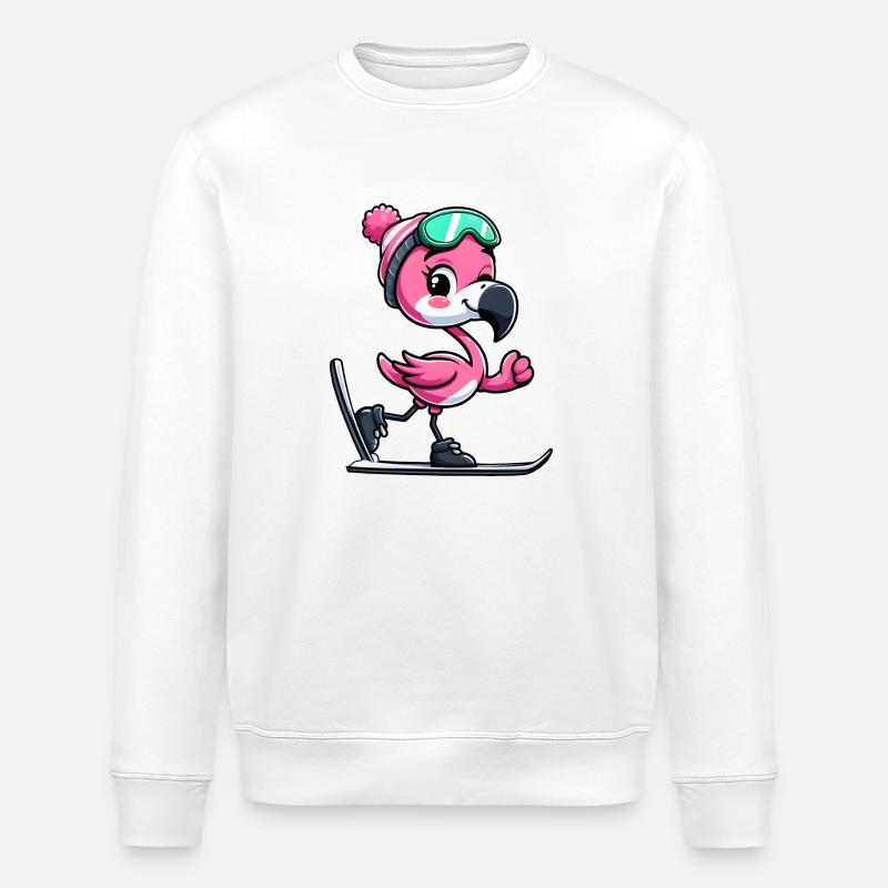 Flamingo Skier Plaisirs d’hiver - Sweat bio ROLLER Stanley/Stella Unisexe - blanc