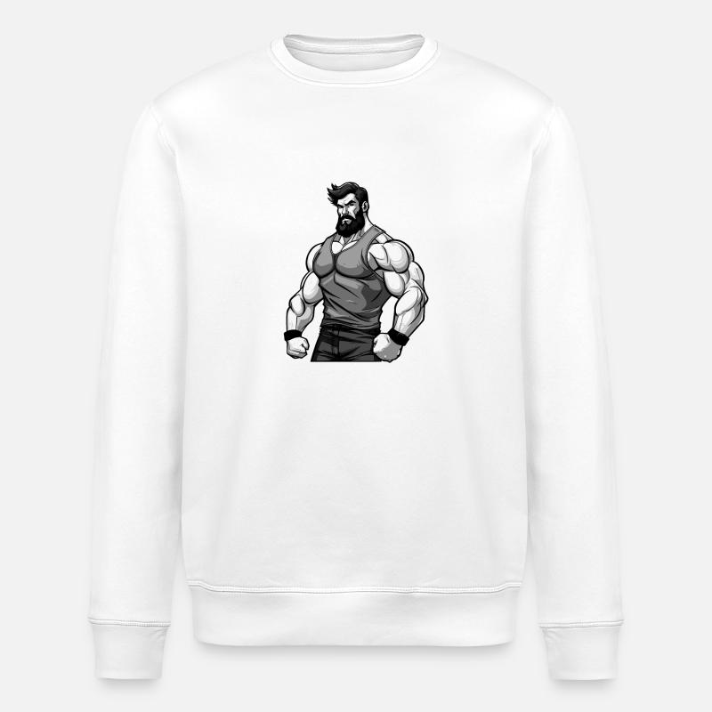 Workout Bodybuilder Muscles - Stanley/Stella ROLLER Unisex Organic Sweatshirt - white