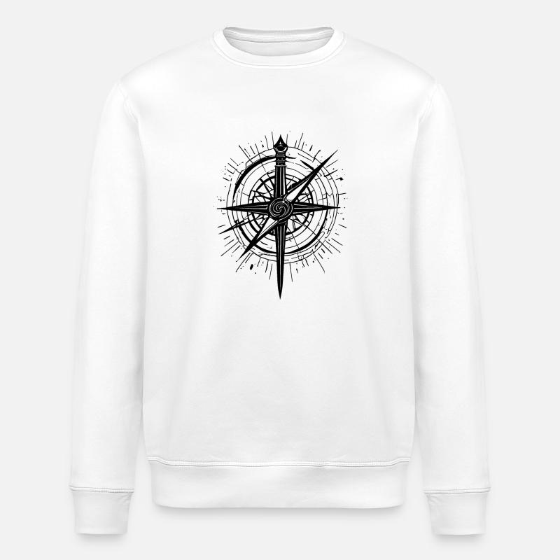 Boussole abstraite des éléments - Sweat bio ROLLER Stanley/Stella Unisexe - blanc