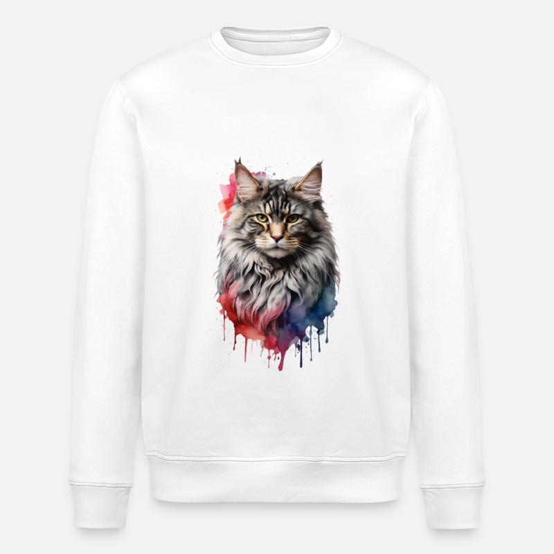 Norwegische Waldkatze - Stanley/Stella Unisex Bio-Sweatshirt ROLLER - Weiß