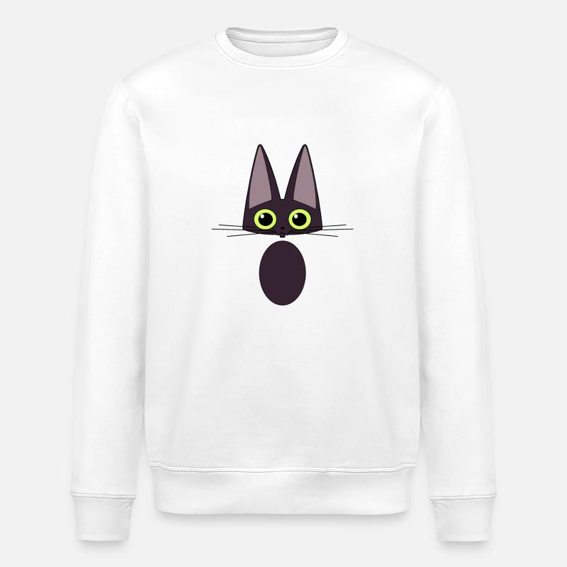 Schwarze Katze - Stanley/Stella Unisex Bio-Sweatshirt ROLLER - Weiß