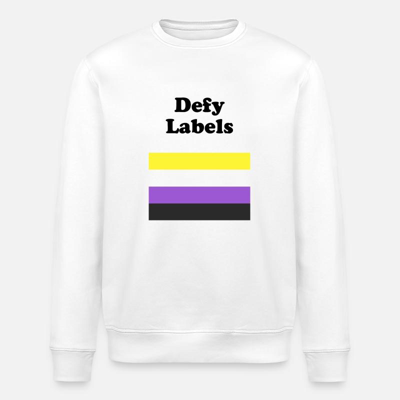 Non Binary Flag Defy Labels - Stanley/Stella ROLLER Unisex Organic Sweatshirt - white