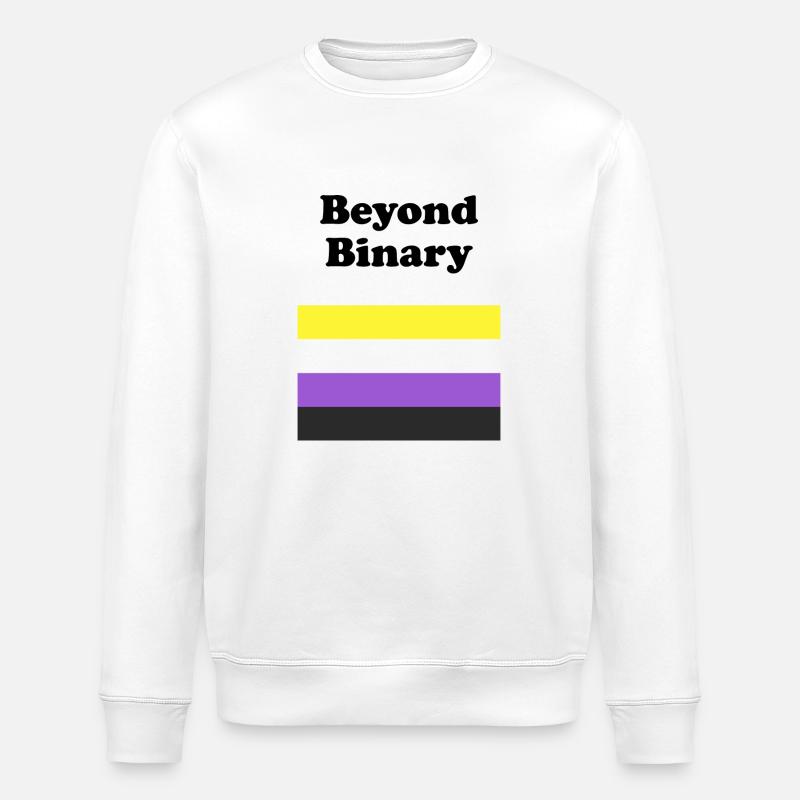 Non Binary Flag Beyond Binary - Stanley/Stella ROLLER Unisex Organic Sweatshirt - white
