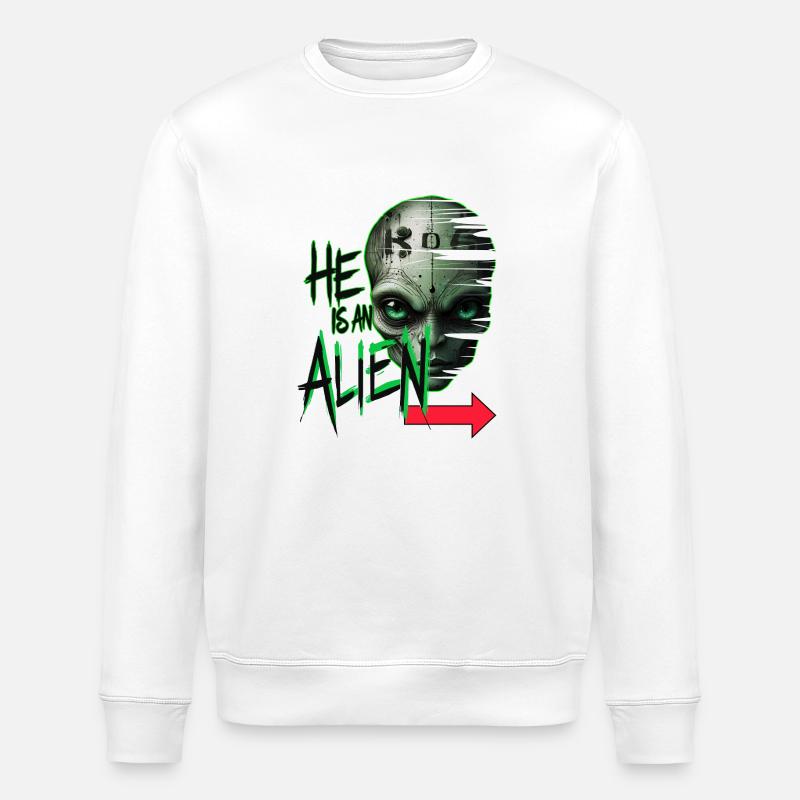 er ist ein Alien - Stanley/Stella Unisex Bio-Sweatshirt ROLLER - Weiß