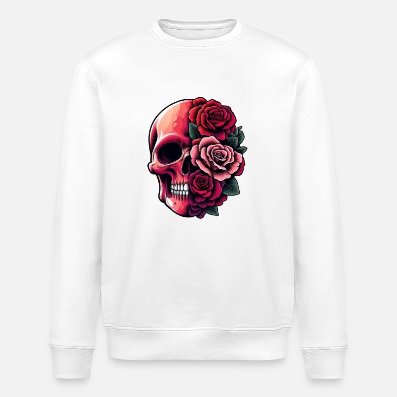 Crâne et bouquet - Sweat bio ROLLER Stanley/Stella Unisexe - blanc