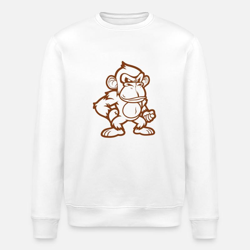 Monkey Comic - Stanley/Stella ROLLER Unisex Organic Sweatshirt - white