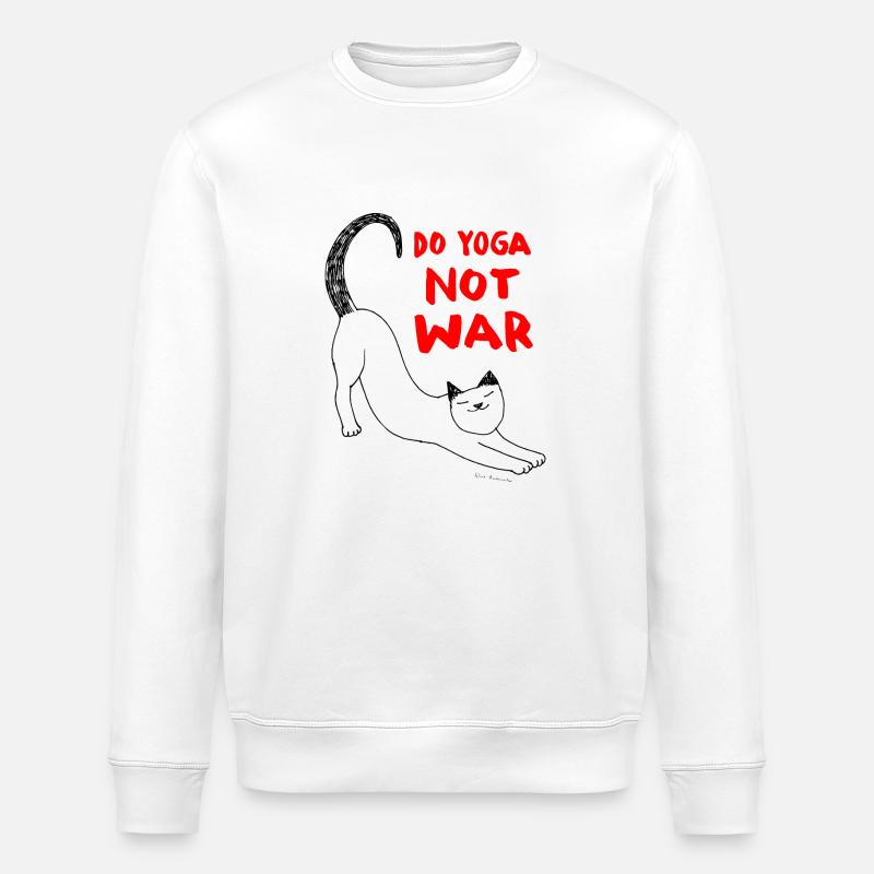 zur Yoga Katze - Stanley/Stella Unisex Bio-Sweatshirt ROLLER - Weiß