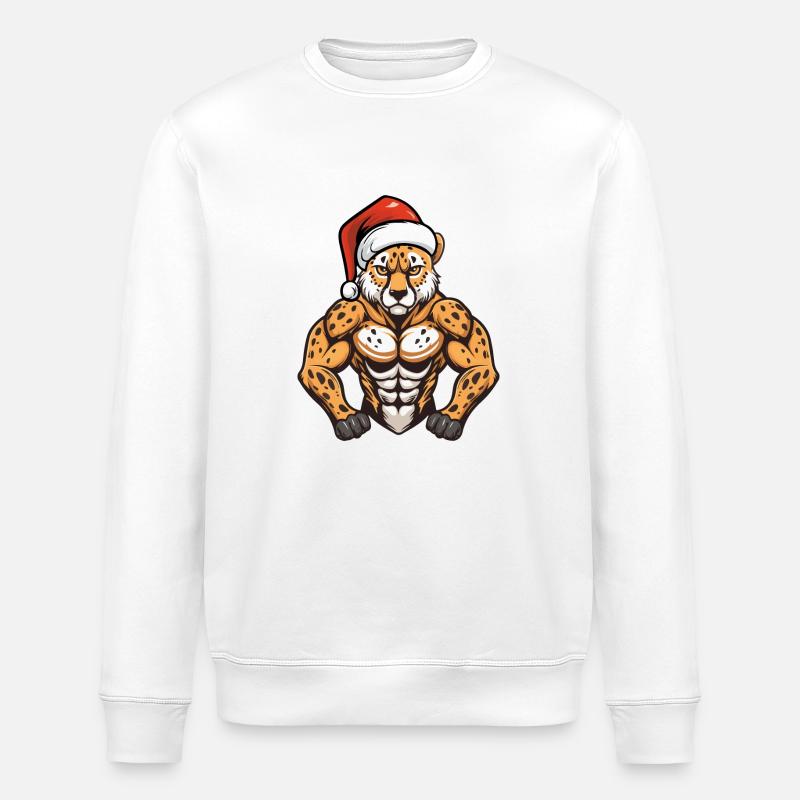 Guépard Père Noël - Sweat bio ROLLER Stanley/Stella Unisexe - blanc