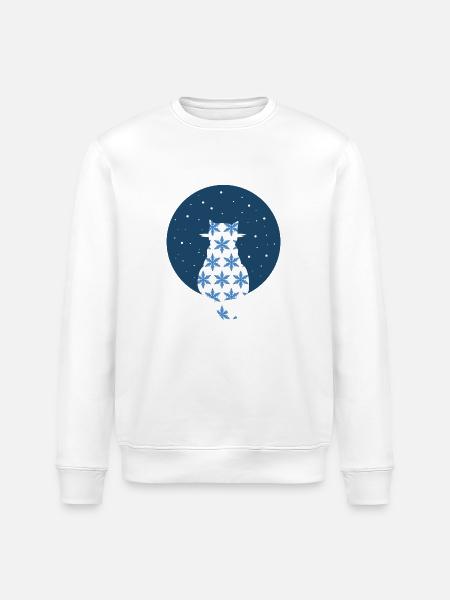 Cat watching snowflakes - Stanley/Stella ROLLER Unisex Organic Sweatshirt - white