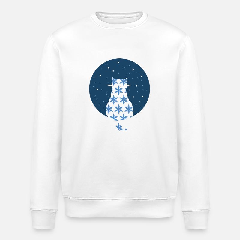 Cat watching snowflakes - Stanley/Stella ROLLER Unisex Organic Sweatshirt - white