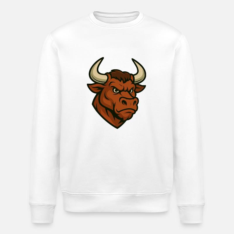 stier kopf comic - Stanley/Stella Unisex Bio-Sweatshirt ROLLER - Weiß