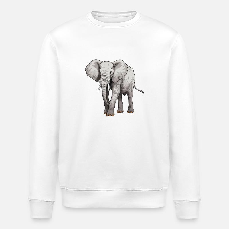 Animal éléphant - Sweat bio ROLLER Stanley/Stella Unisexe - blanc