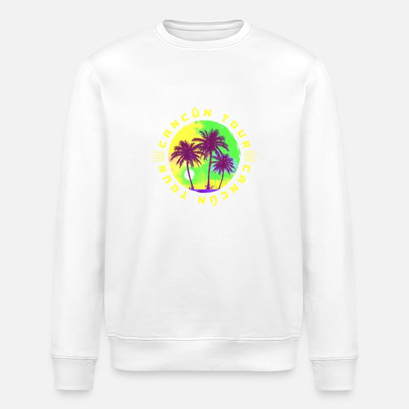 Cancun Tour Palm Trees Vacation - Stanley/Stella ROLLER Unisex Organic Sweatshirt - white