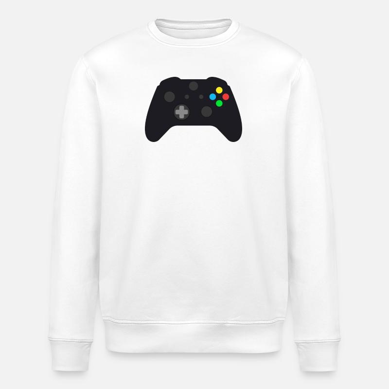 Dark Gamepad Neon Buttons - Stanley/Stella ROLLER Unisex Organic Sweatshirt - white