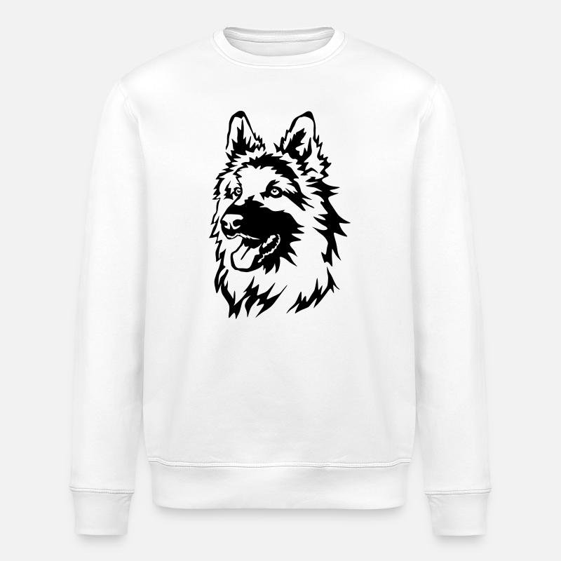 German shepherd head - Stanley/Stella ROLLER Unisex Organic Sweatshirt - white