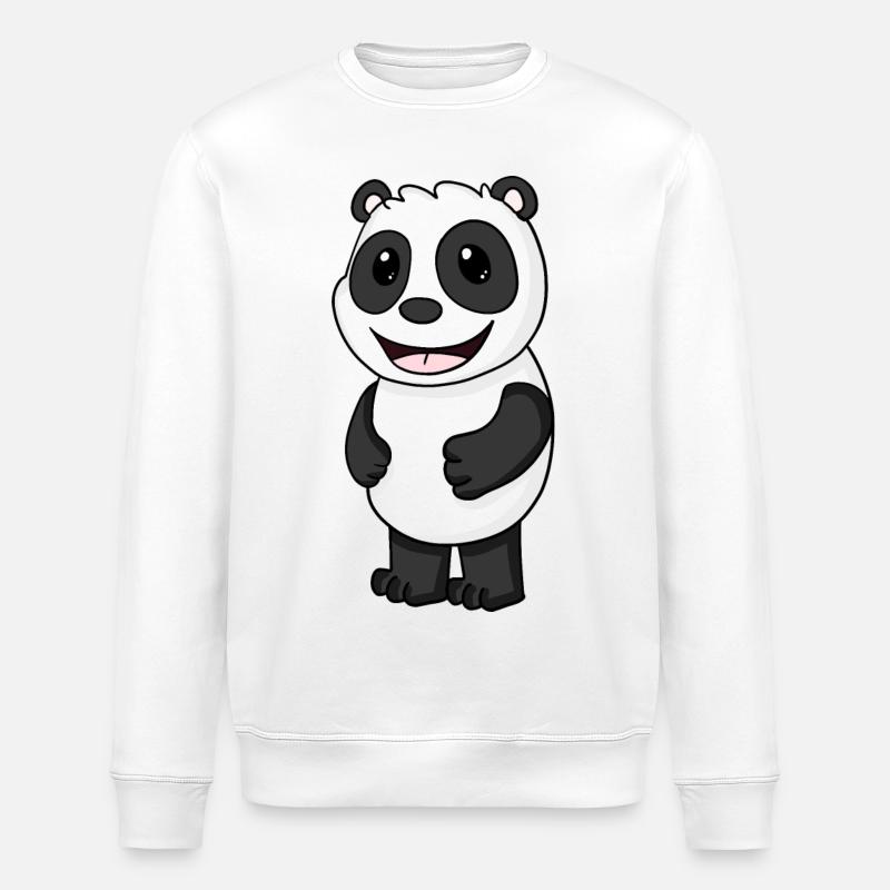 Panda Bär Niedlich - Stanley/Stella Unisex Bio-Sweatshirt ROLLER - Weiß