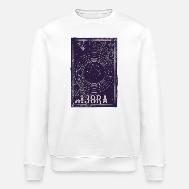 Libra Constellation Night Sky Print - Stanley/Stella ROLLER Unisex Organic Sweatshirt - white